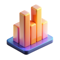 3D Render of Gradient Bar Graph, Data Visualization, Abstract Business Chart, Colorful Isometric Illustration png