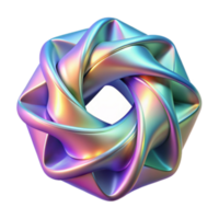 Iridescent 3D Abstract Geometric Shape, Colorful Twisted Knot Design, Digital Render, Rainbow Hues, Modern Art Illustration png