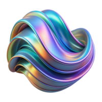 Abstract 3D Render of Iridescent, Swirling, Multicolored, Shiny, Metallic, Fluid, Wave Design png