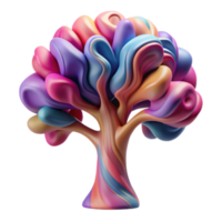 Vibrant 3D Render of an Abstract Tree with Swirling Colorful Branches png