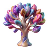 Vibrant 3D Render of a Colorful Abstract Tree Illustration png