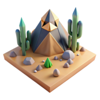 Desert Pyramid 3D Render Low Poly Geometric Illustration png