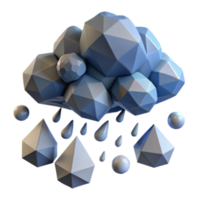 Low Poly 3D Render of a Cloud and Raindrops Abstract Weather Illustration png