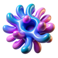 Abstract 3D Render of a Colorful Organic Blob, Dynamic Fluid Shapes, Iridescent Purple and Blue 3D Model png