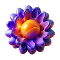 Abstract 3D Render of a Glowing Orb in a Purple Flower-Like Structure png