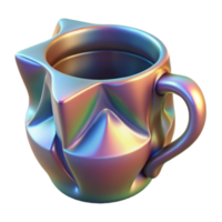 iridescente 3d render do abstrato caneca, em forma de estrela, com uma colorida, brilhante superfície png