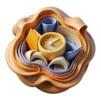 Abstract 3D Render of Clock in Swirling Forms png