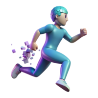 3D Illustration Running Figure Crushing Blocks Dynamic Action Pose png