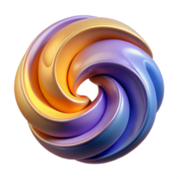 Abstract 3D Render of Swirling Metallic Sphere, Gradient Colors, Purple and Gold png