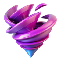 Abstract 3D Purple Swirl Design Dynamic Gradient, Shiny, Conical Vortex Illustration png