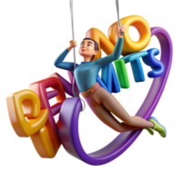 3D Illustration No Limits Colorful Swinging Character png