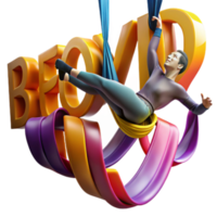Dynamic 3D Illustration Beyond Limits Aerial Yoga Colorful Ribbons png