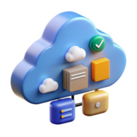 3D Cloud Computing Illustration Data Storage Network png