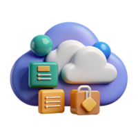 3D Illustration Cloud Computing Data Security System Secure Server png