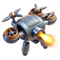 Futuristic Drone 3D Illustration High-Tech Aircraft Design, Propeller Engine, Jet Propulsion, Metallic Texture, Sci-Fi Vehicle png