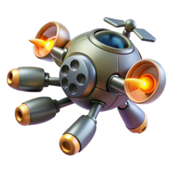 trogen 3d framställa av en flygande sfär robot med flera olika thrusters png