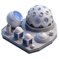 Futuristic Architectural 3D Model Render Dome Structures and Geometric Designs png