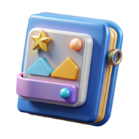 3D Render Colorful App Icon Design Image, Abstract Shapes and Star Graphic Element png