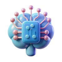 3d render do uma cérebro com integrado circuitos abstrato neural rede ilustração png