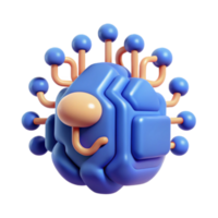 Abstract 3D Render of a Blue Bio-Mechanical Creature with Tentacles png