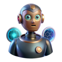 3D Render of a Cute Retro Robot with Futuristic Interfaces png