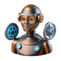 3D Render of a Futuristic Robot with Glowing Geometric Details png