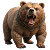 Roaring Grizzly Bear Isometric Render png