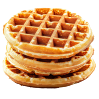 Delicious stack of golden waffles isolated on a transparent background perfect for breakfast or dessert, Waffles isolated on trransparent png
