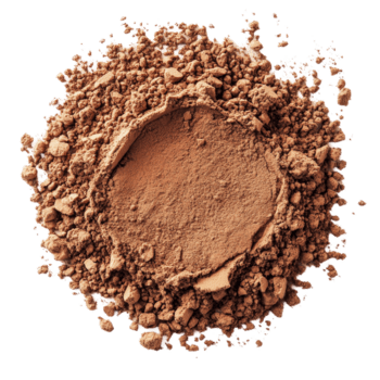 omedelbar kakao pulver anordnad i en cirkulär mound isolerat på en rena transparent bakgrund, omedelbar kakao pulver isolerat på transparent bakgrund png