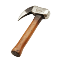 Claw hammer resting on a clean transparent surface with a wooden handle and metal head, showcasing its design and functionality, Claw hammer isolated png