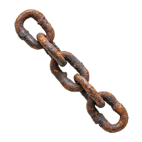 Rusty chain isolated on a transparent background showcasing weathered metal and industrial texture, rusty chain isolated on transparent png