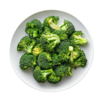 Freshly harvested broccoli arranged on a transparent plate against a clean background, Broccoli in plate on transparent background png