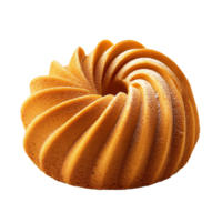 Delicious bundt cake with intricate swirl design isolated on a bright transparent background for culinary inspiration, bundt cake isolated on transparent background png