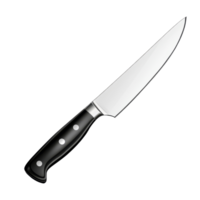 Sharp kitchen knife with a sleek blade and ergonomic handle casting a shadow on a transparent background, kitchen knife, file of isolated object with shadow on transparent background png