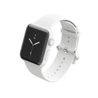 Mockup of a wrist smart watch with a transparent strap, featuring a sleek design for modern lifestyles, wrist smart watch mockup with black strap, file of isolated object with shadow on transparent png