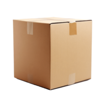 A plain cardboard box stands upright on a clean transparent background, showcasing its simple design and structure, Cardboard Box Open and Closed On transparent background png