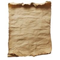 Old piece of paper with creased edges and a textured surface isolated against a transparent background, Old Paper Sheet Isolated on transparent background png