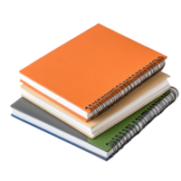 Colorful paper notebooks stacked neatly on a transparent background for office use and organization, Paper notebooks for office work on transparent backgroundfile png