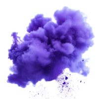 Purple smoke powder explosion isolated on a transparent background during a creative art project, purple smoke powder explosion isolated on transparent background png