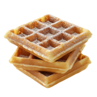 Delicious golden waffles stacked on a transparent background ready for toppings and enjoying at any time of the day, Waffles isolated on transparent background png