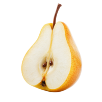 Freshly sliced pear on a transparent background showcasing its juicy texture and natural beauty, slice pear isolated on transparent background png