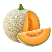 Fresh cantaloupe halves with seeds displayed on clean transparent background, perfect for healthy eating and recipes, melons or cantaloupe with seeds isolated on transparent background png