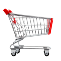 Empty shopping cart isolated on a transparent background highlighting retail themes and consumer habits, Empty shopping cart isolated png