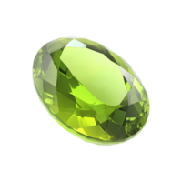 Glistening oval peridot gemstone showcased on a transparent background under soft lighting, isolated peridot gemstone in an oval shape on a transparent background png
