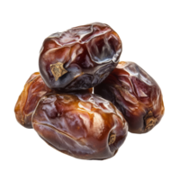 Dried dates in various shapes and sizes arranged on a transparent background showcasing their rich texture and color, dried dates isolated on transparent background png