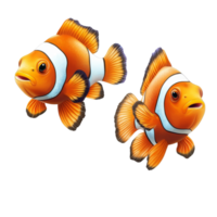 Colorful clownfish illustrations isolated on a clean transparent background showcasing vibrant marine life in a tropical setting, Clownfish Illustrations Isolated on transparent background png