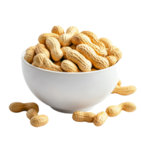 A bowl of fresh peanuts on a clean transparent background ready for snacking or cooking, Fresh peanuts in a bowl on a transparent background png
