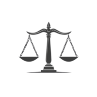 Iconic scale of justice symbol on a transparent background representing law and fairness in society, Scale of Justice Iconic Legal Symbol on a transparent background png