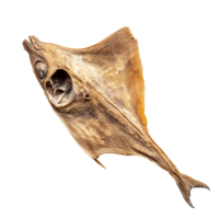 Dried stingray fish isolated on a transparent background for culinary or decorative purposes, Dried Stingray fish isolated on transparent background png