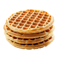 Delicious stack of golden waffles on a clean transparent background ready for breakfast or dessert indulgence, Waffles isolated on transparent background png